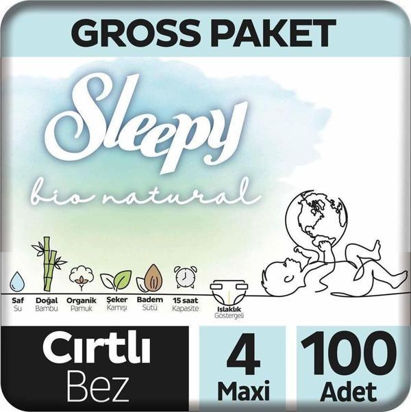 Sleepy Bio Natural 4 Numara Maxi 100'lü Bebek Bezi - Image 1