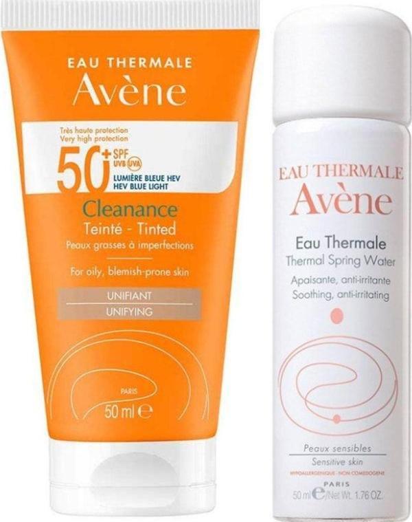 Avene Cleanance Tinted Spf 50+ Yağlı/Akneye Eğilimli Ciltler İçin Renkli Güneş Kremi 50Ml - Termal Su 50Ml - Image 1