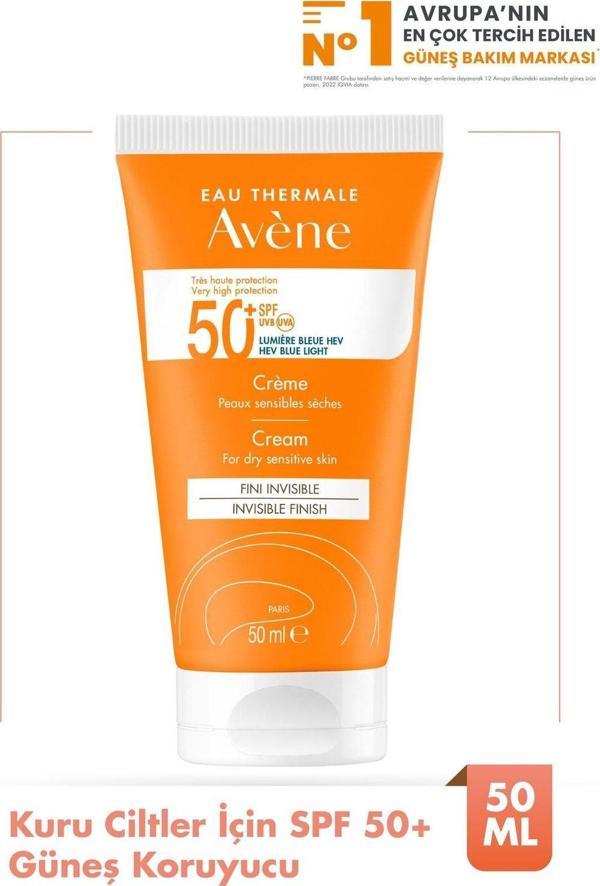 Avene Cream Spf 50+ Kuru Ciltler İçin Parfümsüz Yüksek Korumalı Güneş Kremi 50 Ml - Image 1