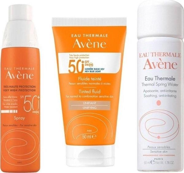 Avene Güneşten Korunma Seti 4 - Spray Spf 50+ 200Ml - Solaire Spf 50+ Tinted Fluid 50 Ml Termal Su 50Ml - Image 1