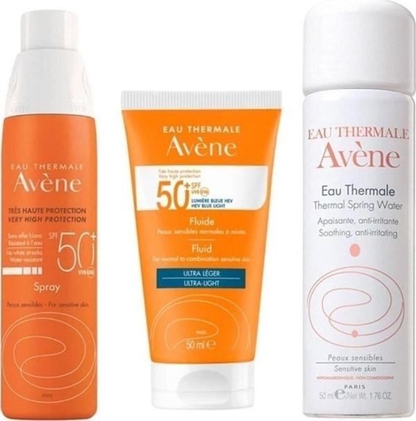 Avene Güneşten Korunma Seti Spray Spf50+200Ml-Solaire Spf50+ Fluid Ultra Light 50Ml Termal Su 50Ml - Image 1