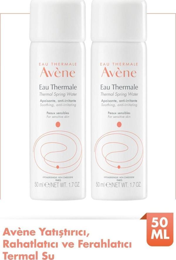 Avene Tüm Cilt Tipleri İçin Kullanıma Uygun Yatıştırıcı, Rahatlatıcı Küçük Avène Boy Termal Su 50 Ml X2 - Image 1