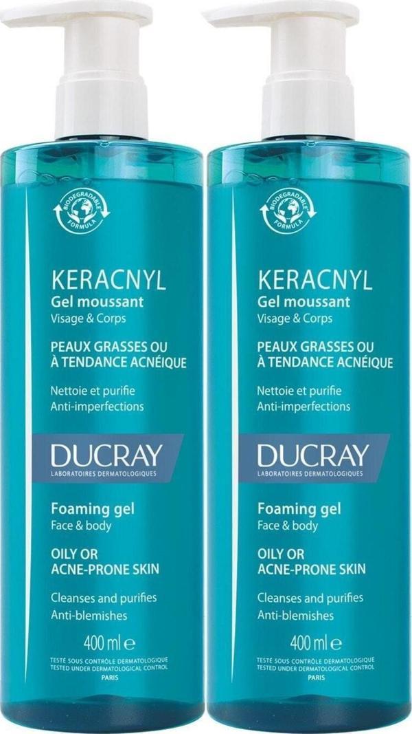 Ducray Keracnyl Gel Yağlı Ve Akneli Ciltler Için Temizleme Jeli 400Ml 2 Adet - Image 1