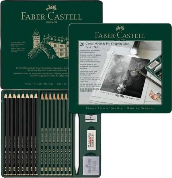 Faber-Castell 9000 & Pitt Graphite Matt Çizim Seti 20 Parça - Image 1