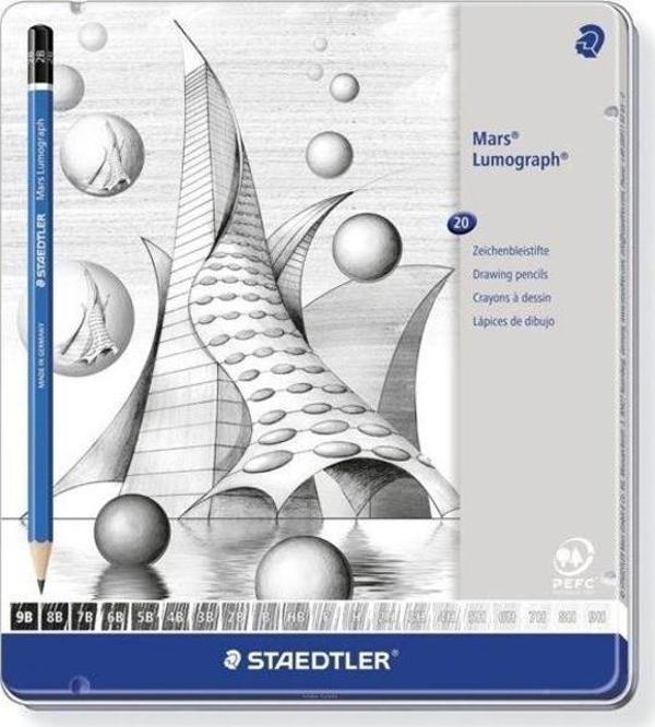 Staedtler Mars Lumograph Dereceli Kalem 20'li Set Metal Kutu (9B-9H) - Image 1
