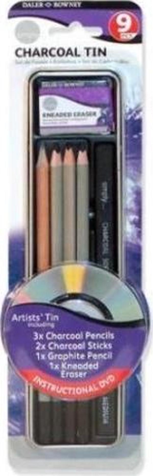 Daler Rowney Charcoal Tin Set 8 Parça Kömür Seti - Image 1