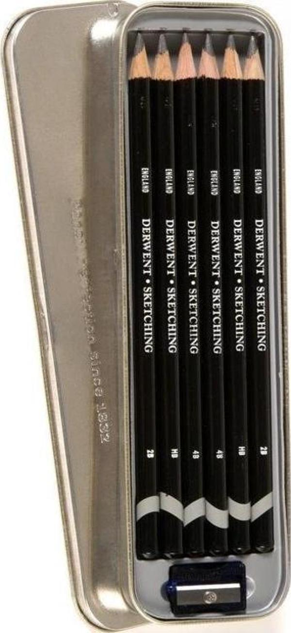 Derwent Sketching Pencils Çizim Kalemi Seti 6'lı Teneke Kutu - Image 1
