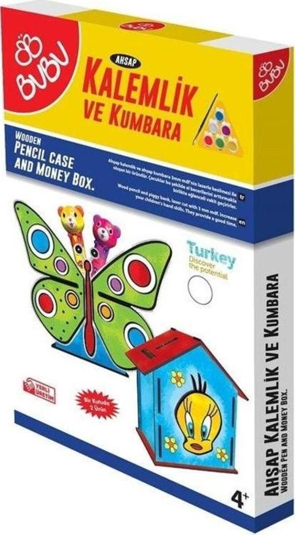 Bubu Kalemlik ve Kumbara Ahşap Boyama AC0007 - Image 1