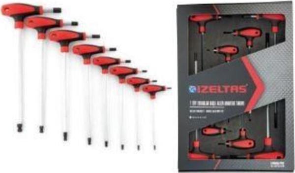 İzeltaş 8 Parça T Tipi Yuvarlak Başlı Allen Takımı - Izeltaş 4921008108 - Image 1
