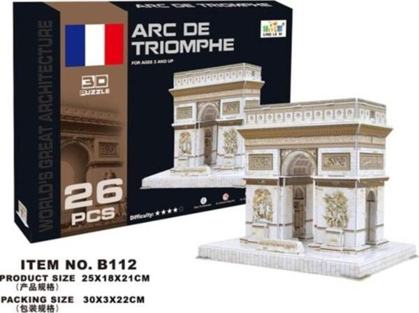 Asya Oyuncak Oyuncak 3d 3 Boyutlu Puzzle Maket Arc De Triomphe 26 Parça - Image 1