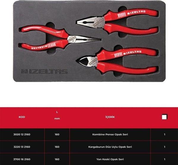 İzeltaş 160 Mm Opak Pense Seti 3 Parça - Image 1