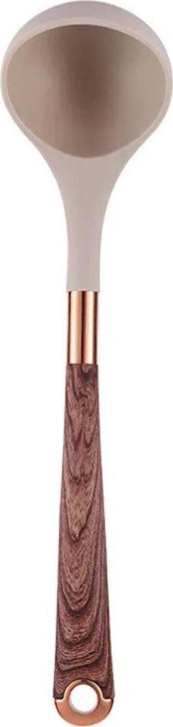 ÇELİKAY Kıtchen Tools Silikon Lüx Kepçe Vizon Kahve Renk YK1380 - Image 1
