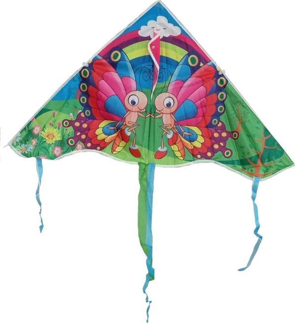 Kelebek Desenli Çocuk Uçurtması 30 mt ip dahil 50x90 cm +50 cm Kuyruk - Image 1