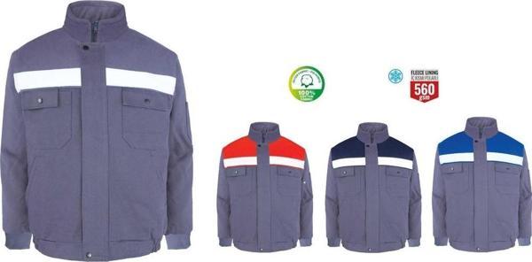 Kışlık Çok Cepli İç Yapısı Polarlı Myform Marka 3117 Winto İş Montu Gri Renk  Yüzde Yüz Pamuk - Image 1