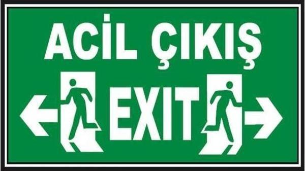 5 Adet Fosforlu Acil Çıkış - Exit Levhası  - Fotolümenli  - Image 1