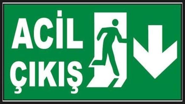 5 Adet Fosforlu Acil Çıkış  Levhası  - Fotolümenli - Aşağı Yön - Image 1