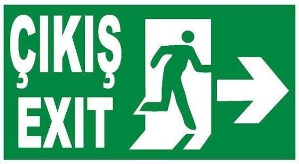 5 Adet Fosforlu Acil Çıkış Exit Levhası  - Fotolümenli - Sağ Yön - Image 1