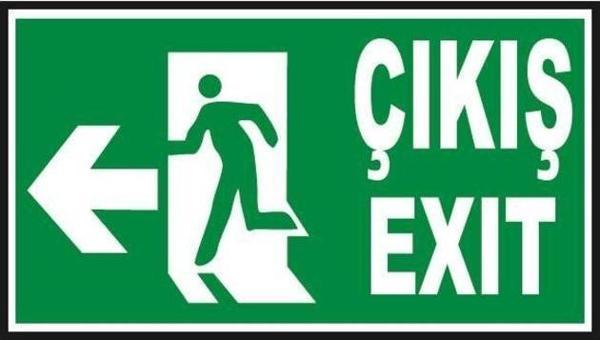 5 Adet Fosforlu Acil Çıkış-Exit Levhası  - Fotolümenli - Sol Yön - Image 1
