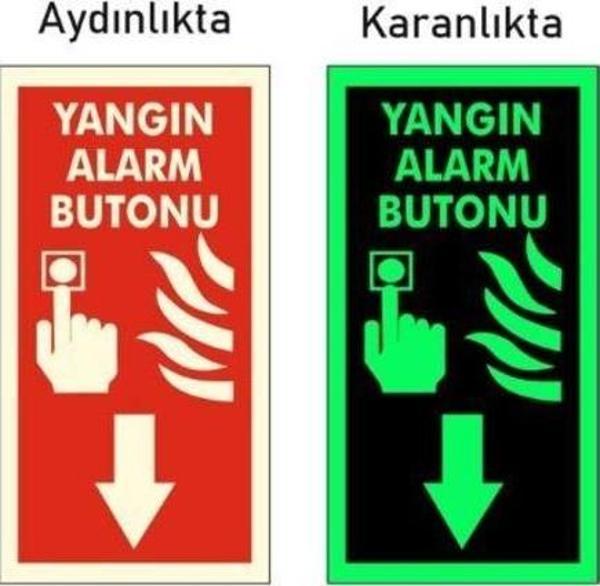 5 Adet Fosforlu Yangın Alarm Butonu Levhası - Image 1