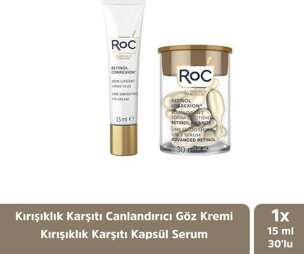 Roc Retinol Correxion Line Smoothing Göz Kremi 15ML + 10lu Kapsül Gece Serumu 2li Set - Image 1
