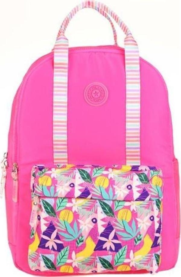 Kaukko Double Stripe Sırt Çantası Pembe K1762 - Image 1