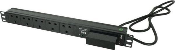 1U 19" 5xUK Devre Kesicili 32A Gerilim Koruyucu Fişsiz PDU - Image 1