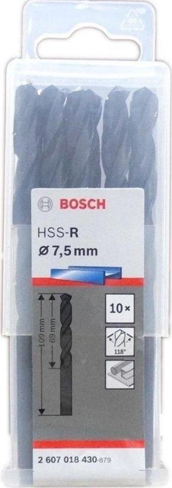 Bosch HSS-R Metal Matkap Uç 7.5x69x109mm 10 Parça - Image 1