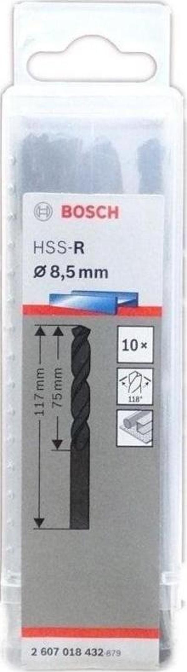 Bosch HSS-R Metal Matkap Uç 8.5x75x117mm 10 Parça - Image 1