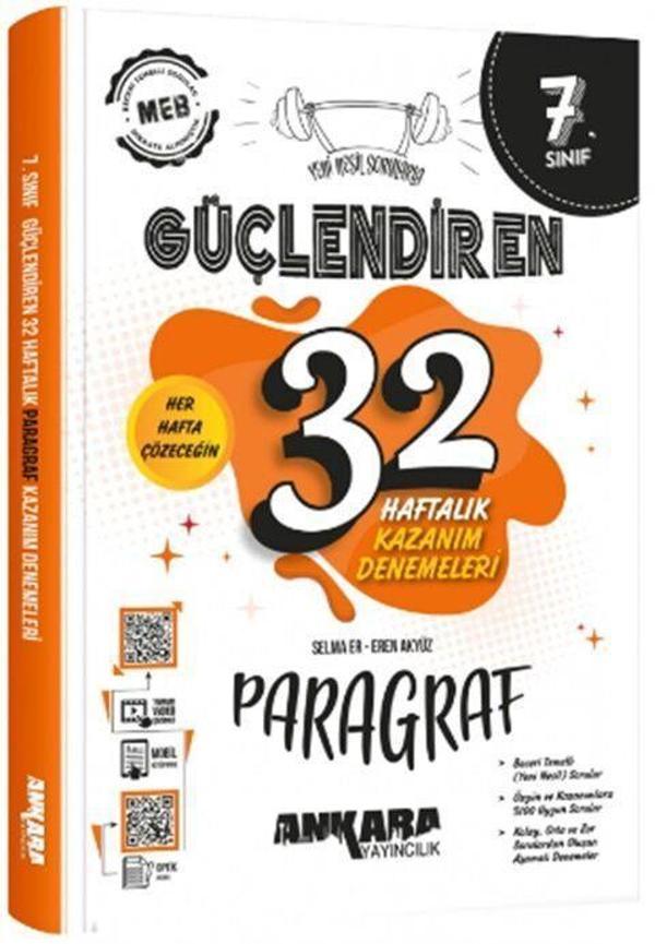 7. Sınıf Paragraf Güçlendiren 32 Haftalık Kazanım Denemeleri Ankara Yayıncılık - Ankara Yayıncılık - Image 1