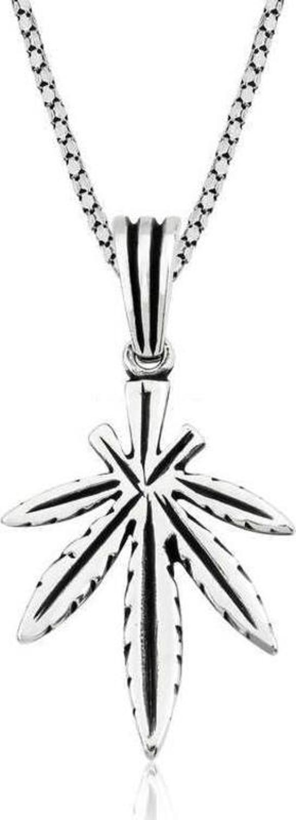 Gümüş Kenevir Yaprağı Kolye - Image 1