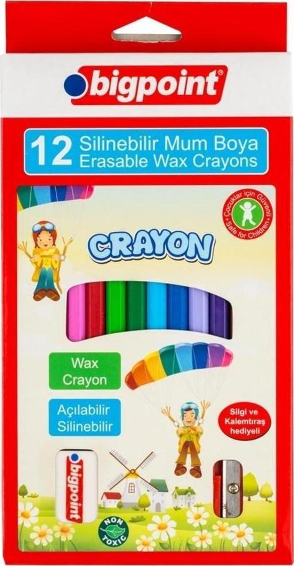 Bigpoint Wax Crayon Silinebilir Mum Boya 12 Renk - Image 1