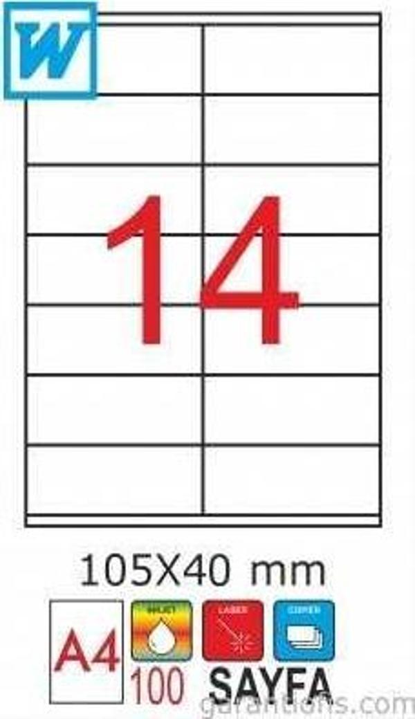 GoldMoon 2008 Laser A4 Sayfa Etiketi 105x40mm (100 lü Paket) - Image 1