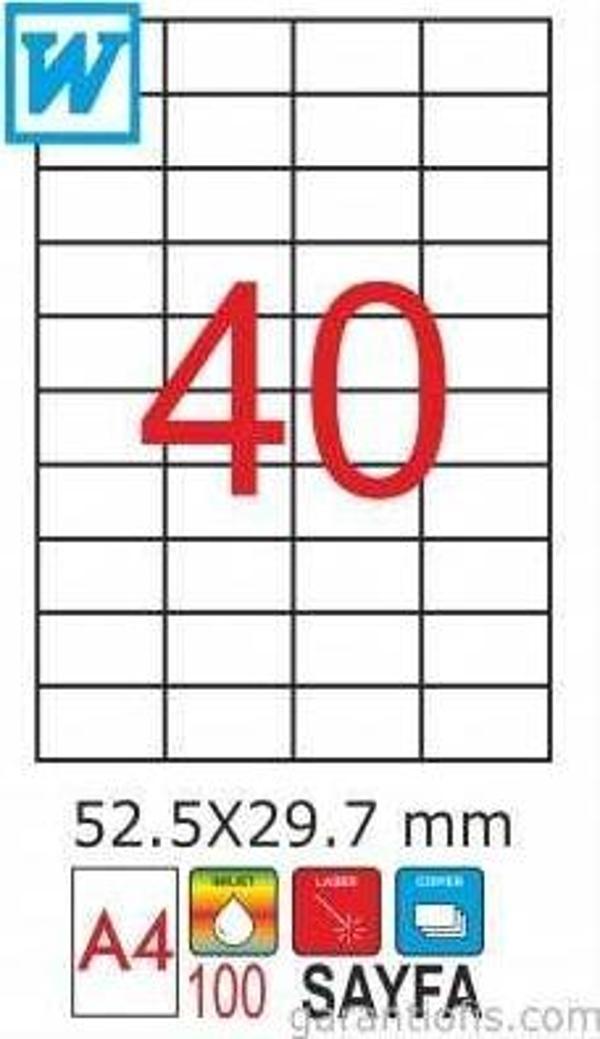 GoldMoon 2028 Laser A4 Sayfa Etiketi 52,5X29,7mm (100 lü Paket) - Image 1