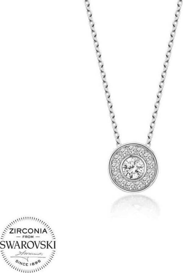 Swarovski Taşlı Gümüş Çember Tektaş Bayan Kolye - Image 1