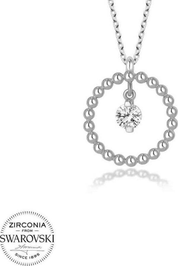 Swarovski Taşlı Gümüş Çember Tektaş Bayan Kolye - Image 1