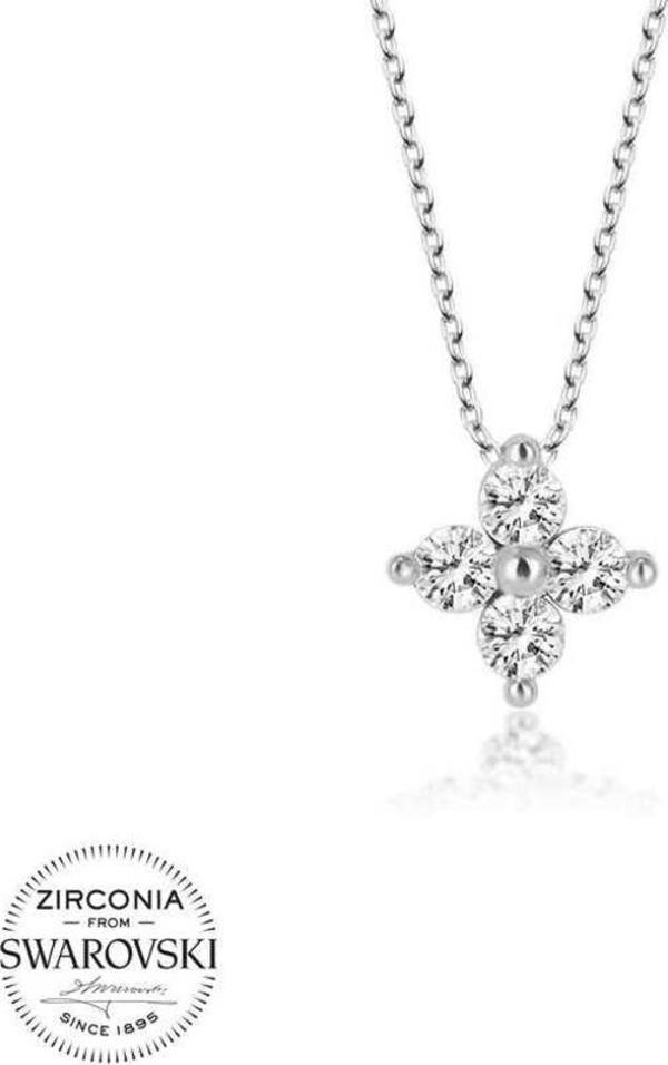 Swarovski Taşlı Gümüş Çiçek Bayan  Kolye - Image 1