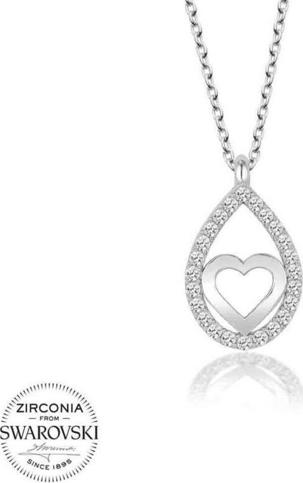 Swarovski Taşlı Gümüş Damla Kalp Bayan Kolye - Image 1