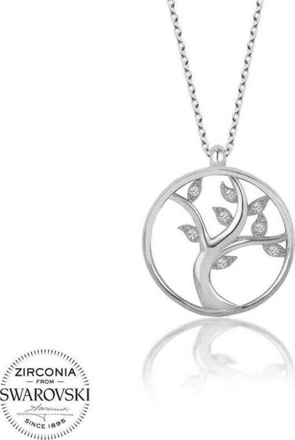 Swarovski Taşlı Gümüş Hayat Ağacı Bayan Kolye - Image 1