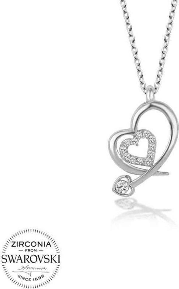 Swarovski Taşlı Gümüş Kalp Bayan Kolye - Image 1