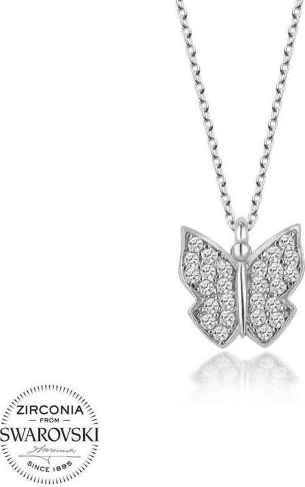 Swarovski Taşlı Gümüş Kelebek Kolye - Image 1