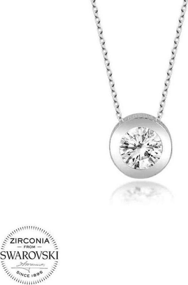 Swarovski Taşlı Gümüş Tektaş Bayan Kolye - Image 1