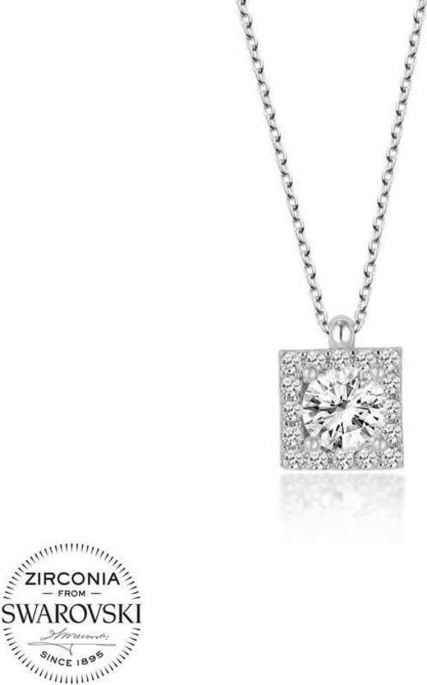 Swarovski Taşlı Gümüş Tektaş Bayan Kolye - Image 1