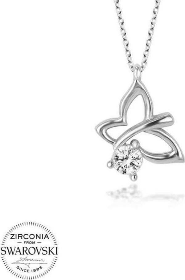 Swarovski Taşlı Gümüş Yusufcuk Bayan Kolye - Image 1