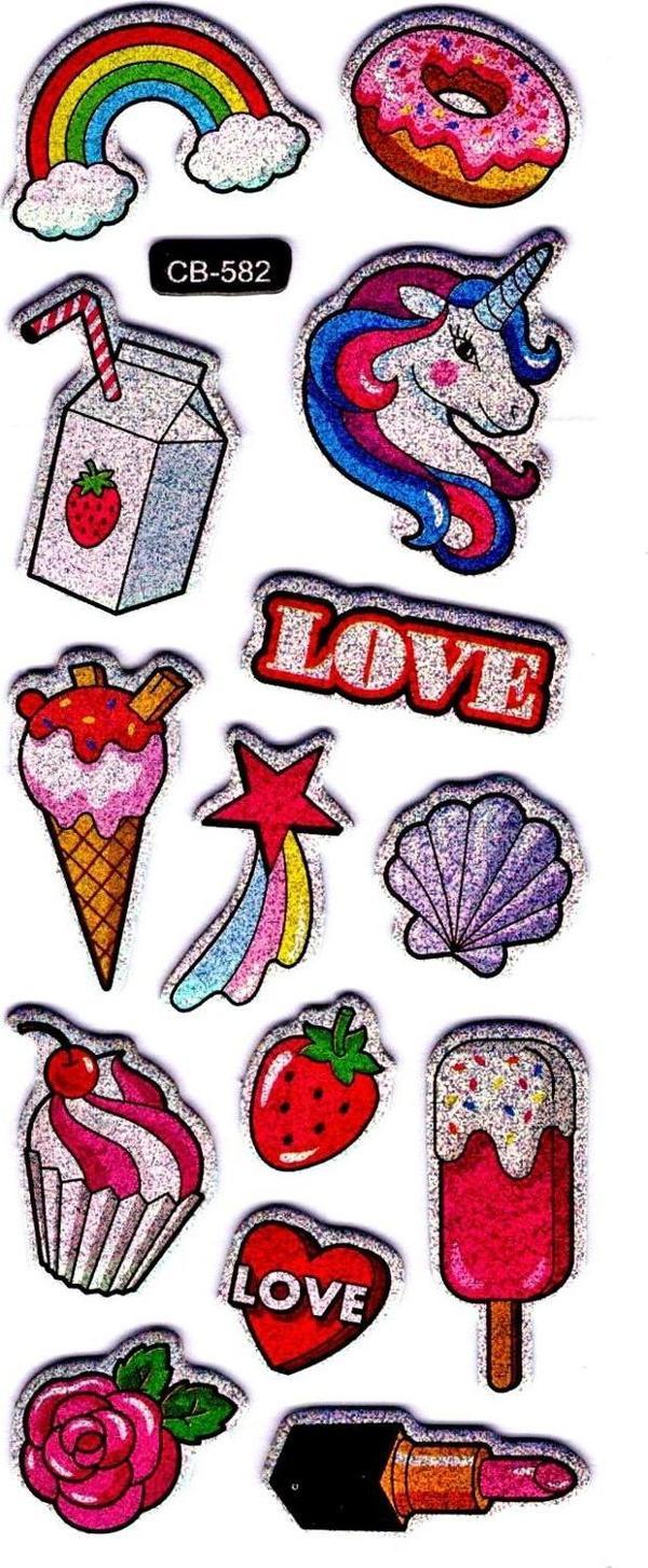 Sticker Kabartmalı Sticker Defter, Planlayıcı Etiket - (cb-582) 16x7 cm- Unicorn Love - Image 1