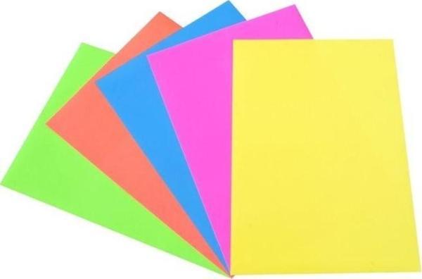 Lino Fosforlu Yapışkanlı Elişi Kağıdı 23x33 cm. 5 Renk 5'li Paket - Image 1
