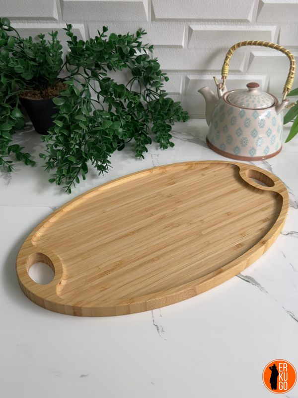 Bambu Oval Sunum Tepsisi, Kahvaltı Tabağı, Kahvaltı Sunum, Kahve Sunum , Çay Tepsisi - Image 1