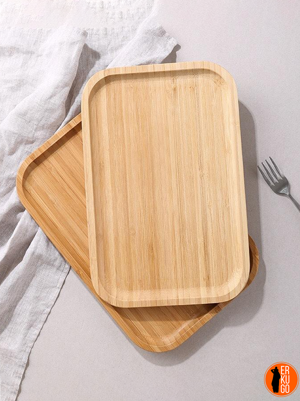 2 Adet Bambu Dikdörtgen Servis Tabağı, Sunum Seti (30x20 cm) - Image 1