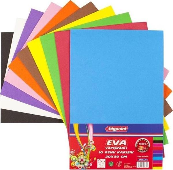 Bigpoint Yapışkanlı Eva 20x30cm Karışık 10 Renk - Image 1