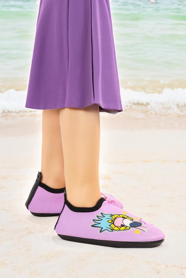 Kiko Kids Bird Havuz Plaj Kız Çocuk Deniz Ayakkabısı 8535 Mor - Image 1