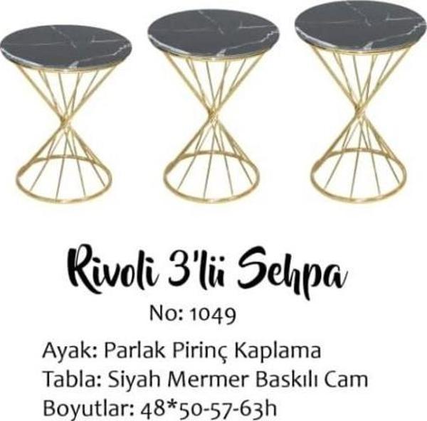 Brc RİVOLİ 14069 Zigon Metal Gold Renk kaplama Siyah Mermer temper cam El yapım - Image 1